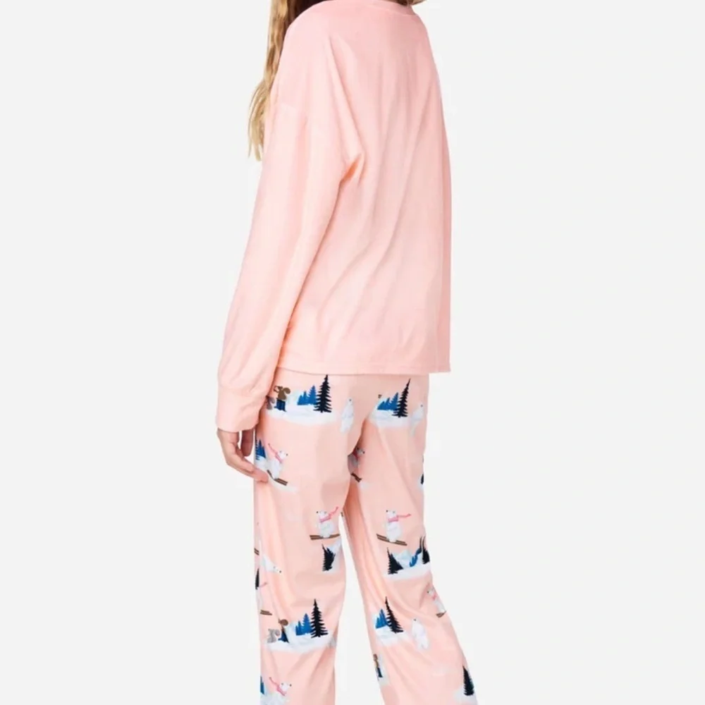 Nwt justice girl 2 piece pajamas pretty pink polar bear Sz medium/10